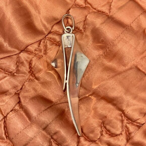 Vintage modernist silver tone large pendant - Picture 3 of 5